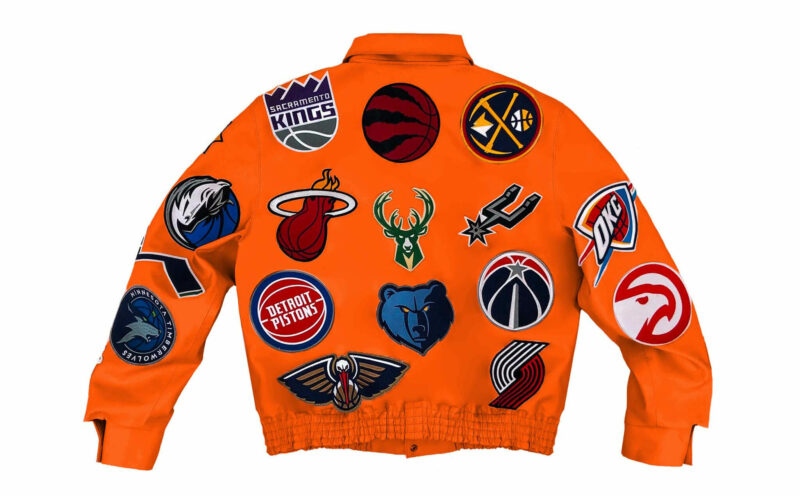 orange nba team collage jeff hamilton leather jacket
