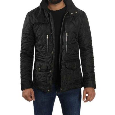 men’s quilted lightweight black jacket