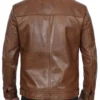 men’s shirt collar chocolate brown leather jacket