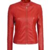 Andria Women’s Red Quilted Leather Jacket