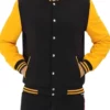 men’s black and yellow classic varsity jacket