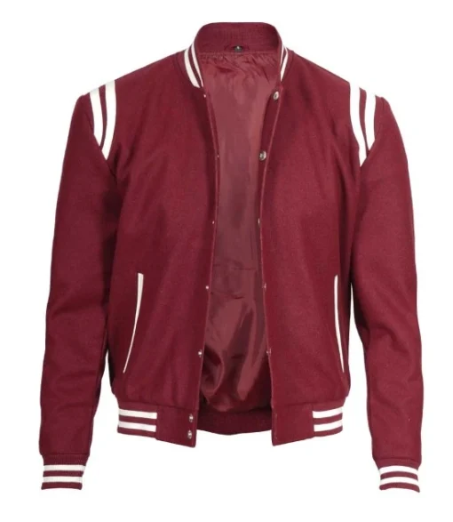 Men’s Maroon and White Letterman Jacket - FJM