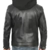 merrill men’s cafe racer black hooded leather jacket