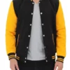 men’s black and yellow classic varsity jacket